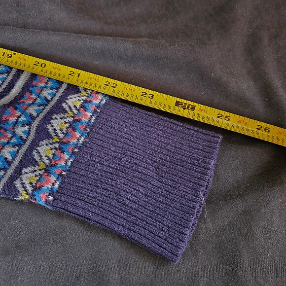 Vintage Merona Women's Knit Sweater Size L Dark Blue Fair Isle Pattern Holiday - Picture 7 of 8